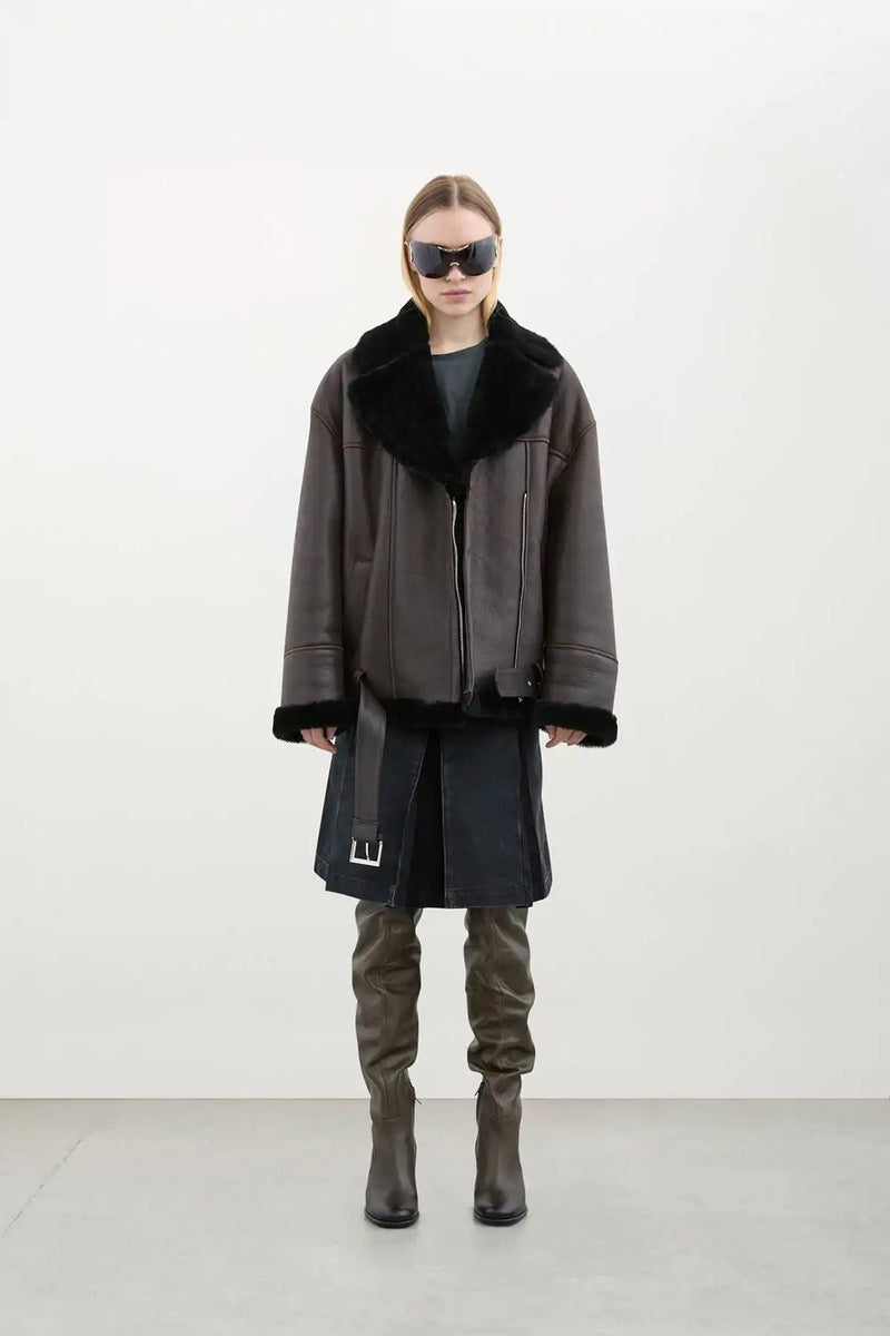 AVIATOR SHEARLING JACKET - HALFBOY - MONTONE