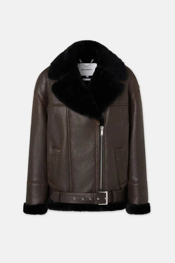 AVIATOR SHEARLING JACKET - HALFBOY - MONTONE