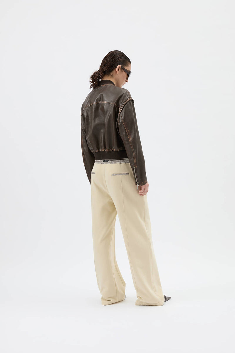 BOMBER CROP - HALFBOY - LEATHER BOMBER