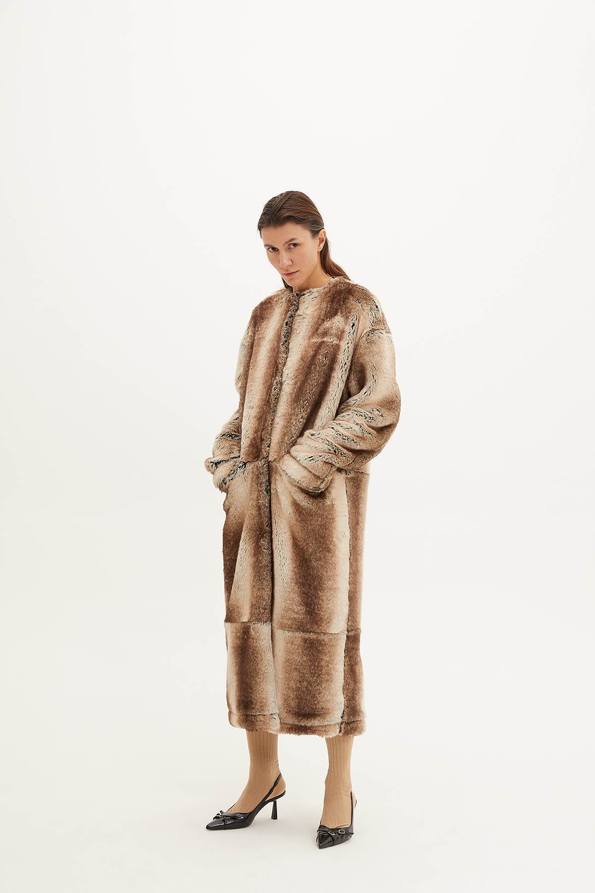 VOLUME ECO FUR COAT アイボリー HALFBOY - ECO FUR LONG COAT