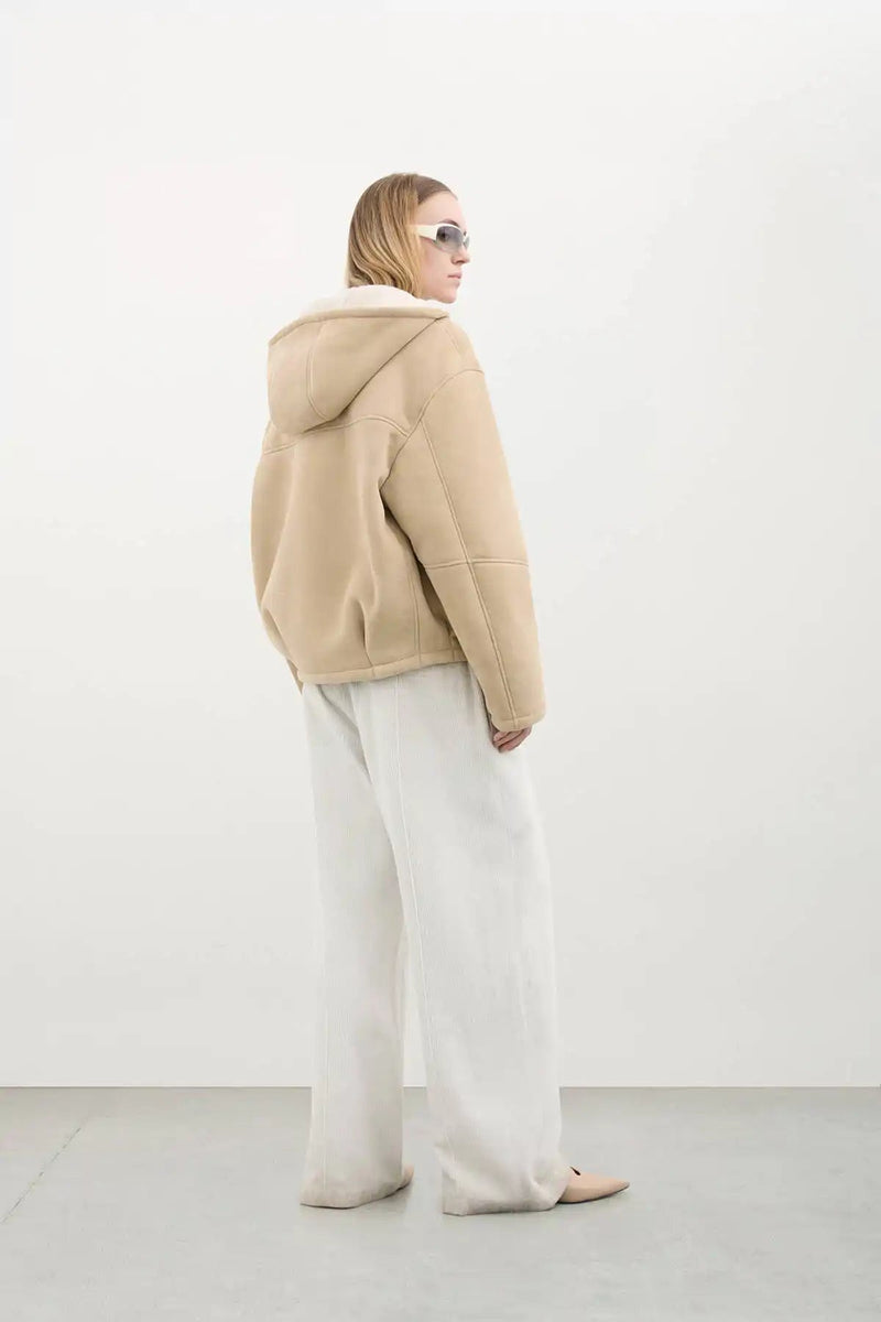 HOODIE SHEARLING BOMBER - HALFBOY - MONTONE