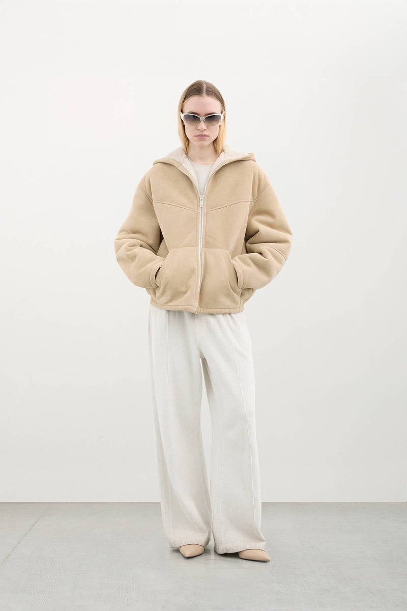 HOODIE SHEARLING BOMBER - HALFBOY - MONTONE