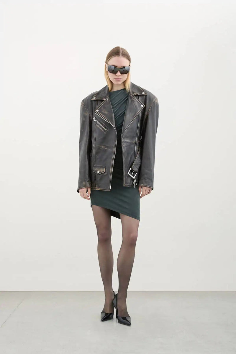 OVER BIKER WITH BELT - HALFBOY - LEATHER JACKET