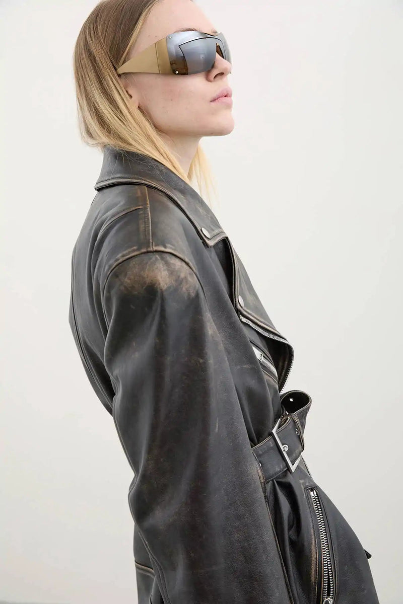 OVER BIKER WITH BELT - HALFBOY - LEATHER JACKET
