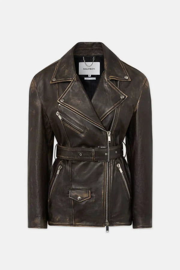 OVER BIKER WITH BELT - HALFBOY - LEATHER JACKET