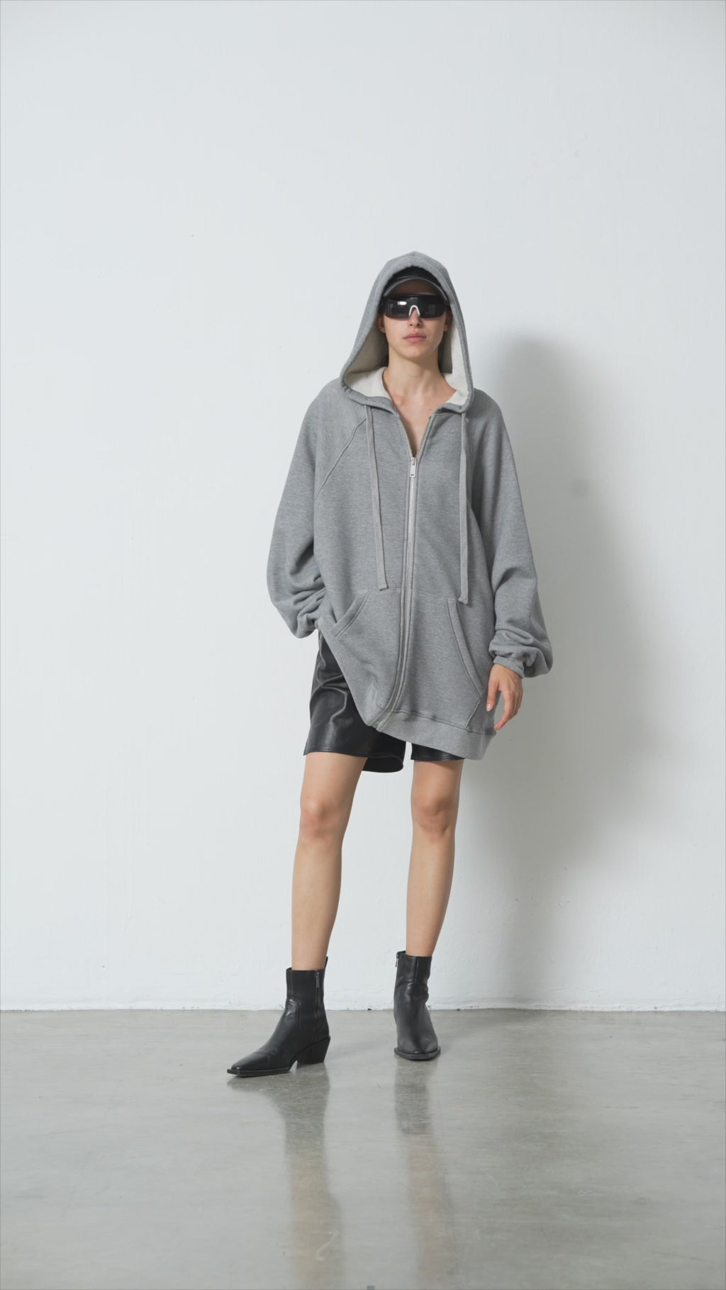 HALFBOY Cashmere Layered Crop Hoodie w/ Logo