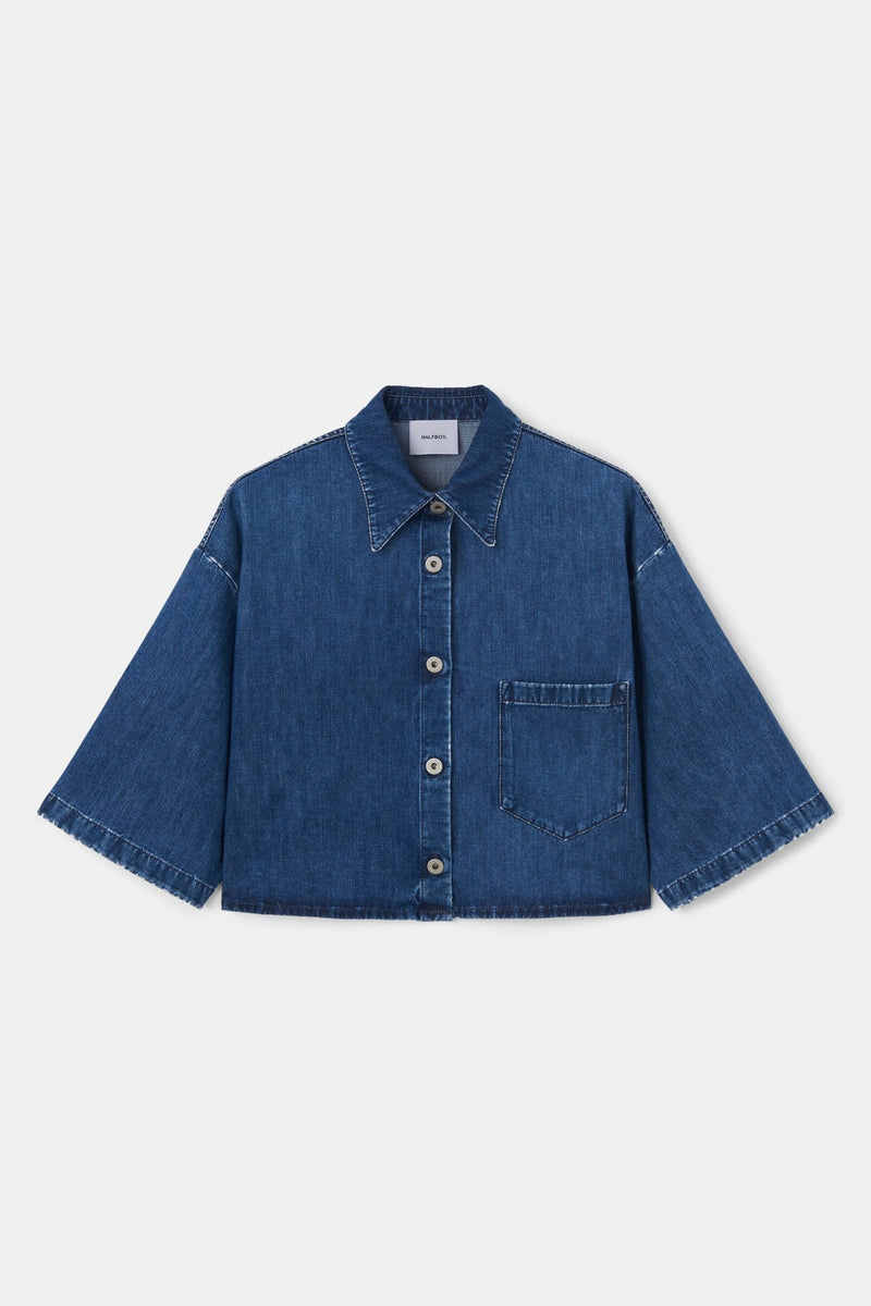 CROP DENIM SHIRT - HALFBOY - Shirt